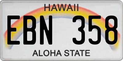 HI license plate EBN358