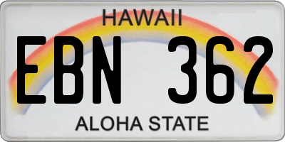 HI license plate EBN362