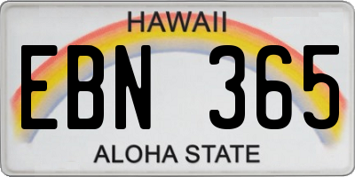 HI license plate EBN365