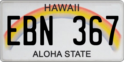 HI license plate EBN367