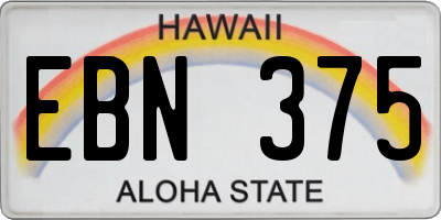 HI license plate EBN375