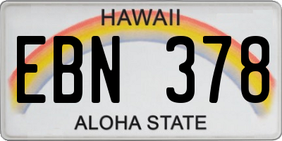 HI license plate EBN378