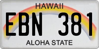HI license plate EBN381