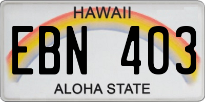 HI license plate EBN403