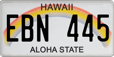HI license plate EBN445
