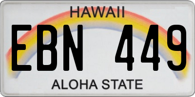 HI license plate EBN449