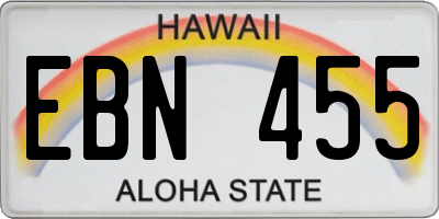 HI license plate EBN455