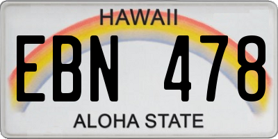HI license plate EBN478