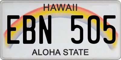 HI license plate EBN505