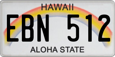 HI license plate EBN512