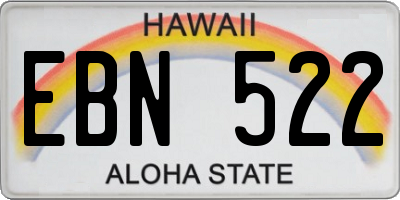 HI license plate EBN522