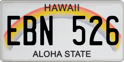 HI license plate EBN526