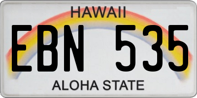 HI license plate EBN535