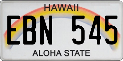 HI license plate EBN545