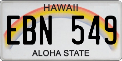 HI license plate EBN549