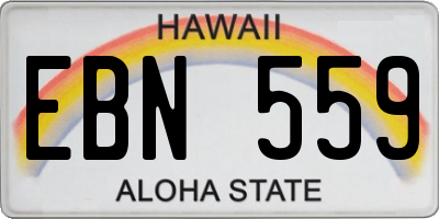 HI license plate EBN559