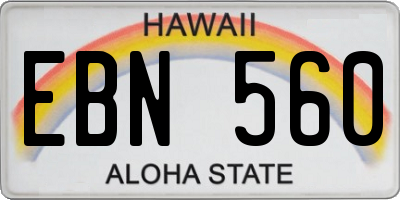 HI license plate EBN560