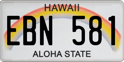 HI license plate EBN581