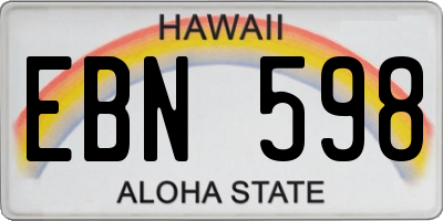 HI license plate EBN598