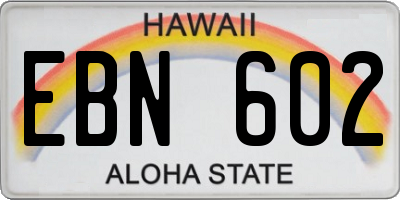 HI license plate EBN602