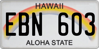HI license plate EBN603
