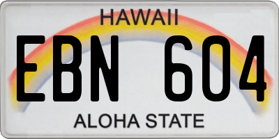 HI license plate EBN604