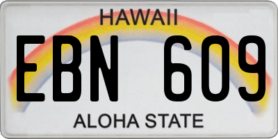 HI license plate EBN609