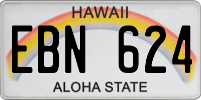 HI license plate EBN624
