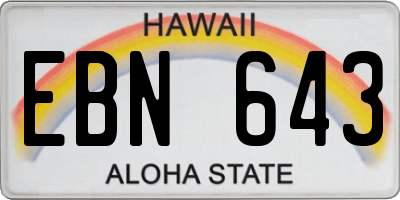 HI license plate EBN643