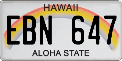 HI license plate EBN647