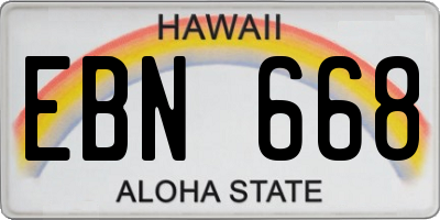 HI license plate EBN668