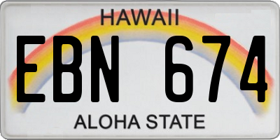 HI license plate EBN674