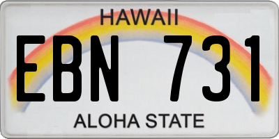 HI license plate EBN731