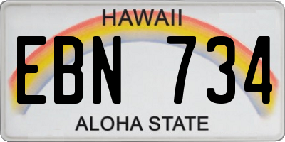 HI license plate EBN734