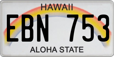 HI license plate EBN753