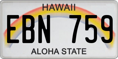 HI license plate EBN759