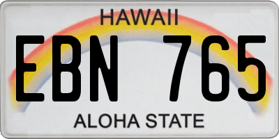 HI license plate EBN765
