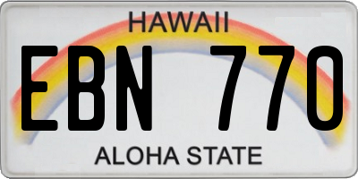HI license plate EBN770