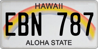 HI license plate EBN787