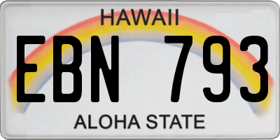 HI license plate EBN793