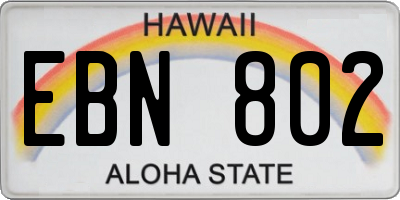HI license plate EBN802