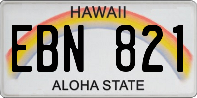 HI license plate EBN821