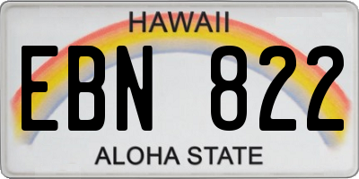 HI license plate EBN822