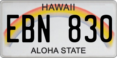 HI license plate EBN830