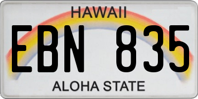 HI license plate EBN835