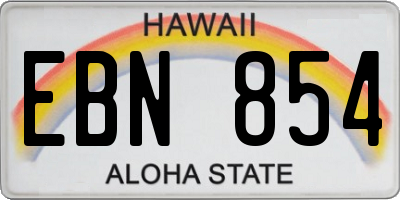 HI license plate EBN854