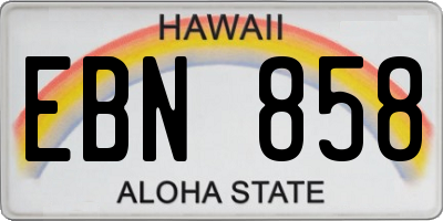 HI license plate EBN858