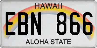 HI license plate EBN866