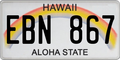 HI license plate EBN867