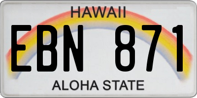 HI license plate EBN871